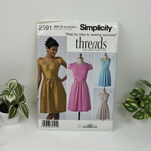 Dress A-Line Size 16-24 Y2K Pattern 2591 Sleeveless Cap Sleeves Uncut Vintage